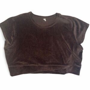 Old Navy Brown Ribbed Velvet Crop Top – Size XXL